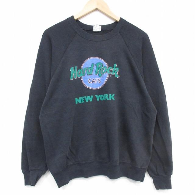 古着 長袖 スウェット メンズ 90年代 90s ハードロックカフェ ラグラン クルーネック USA製 ブラック spe 26may15