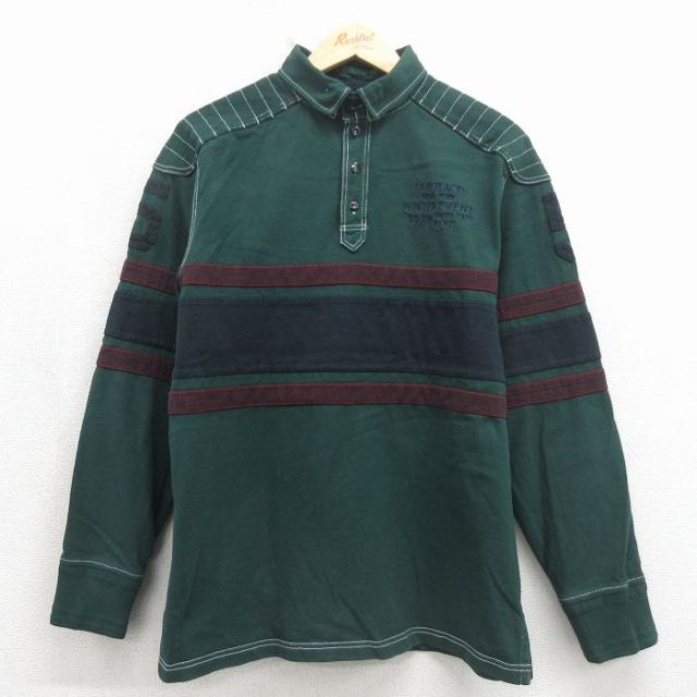 古着 ラルフローレン 長袖 ブランド ラガー シャツ メンズ 90年代 90s LAKE コットン グリーン 26may21