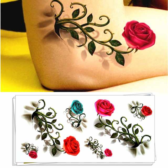 タトゥー シール 3d 薔薇 花 バラ ばら Rose ボディシール Tatoo 入れ墨 刺青 転写 防水 オマケ付の通販はau Pay マーケット ちゅらネット にふぇーでーびる