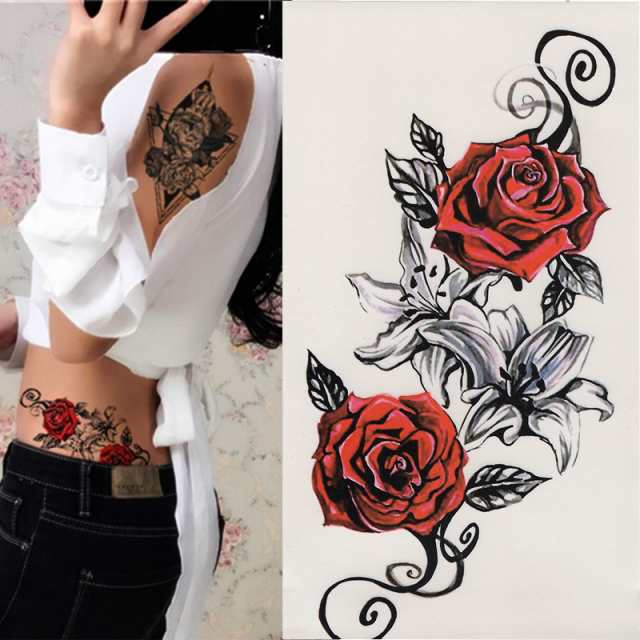 タトゥー シール 本物 赤い薔薇 バラ 薔薇 花 ばら Rose ボディシール Tatoo 入れ墨 刺青 転写 防水の通販はau Pay マーケット ちゅらネット にふぇーでーびる