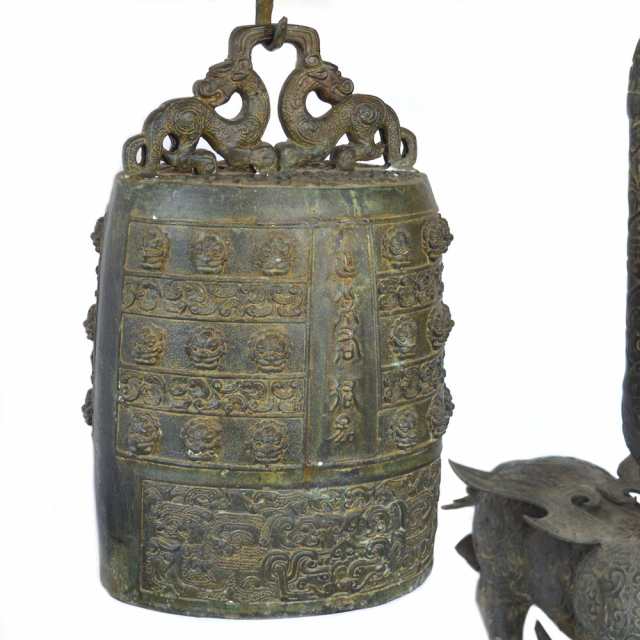 鐘 青銅 銅製 古玩 骨董 置物 インテリア 工芸品 美術品 A1681 - 置物