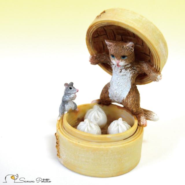 茶トラ猫 ねこ ネコ レトロ アンティーク風 セイロ 肉まん 猫とネズミ 置物 オブジェ プレゼント ギフト かわいい ミニチュア Eva の通販はau Pay マーケット 三和ポチット