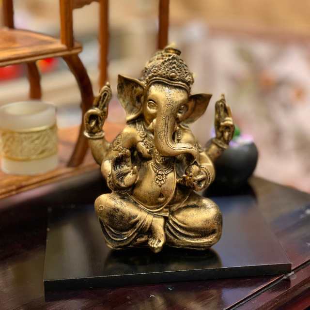 インド ガネーシャ 置物 富の神様 約12cm インド製 Indian gaea 工芸品