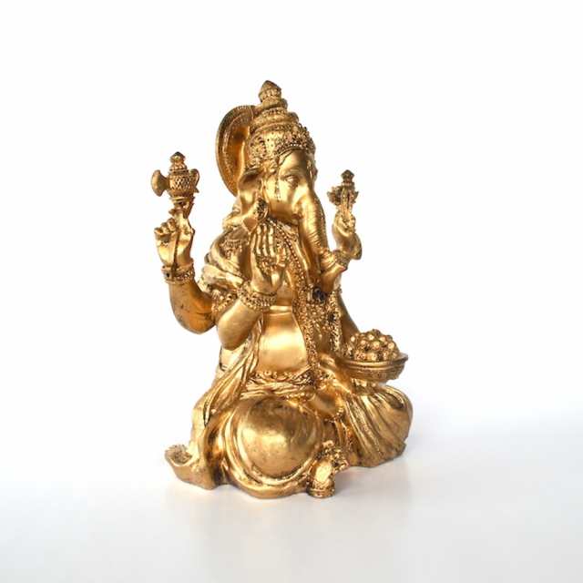 ガネーシャ 縁起物 ゴールド 座像 インド ヒンドゥー教 神 置き物 