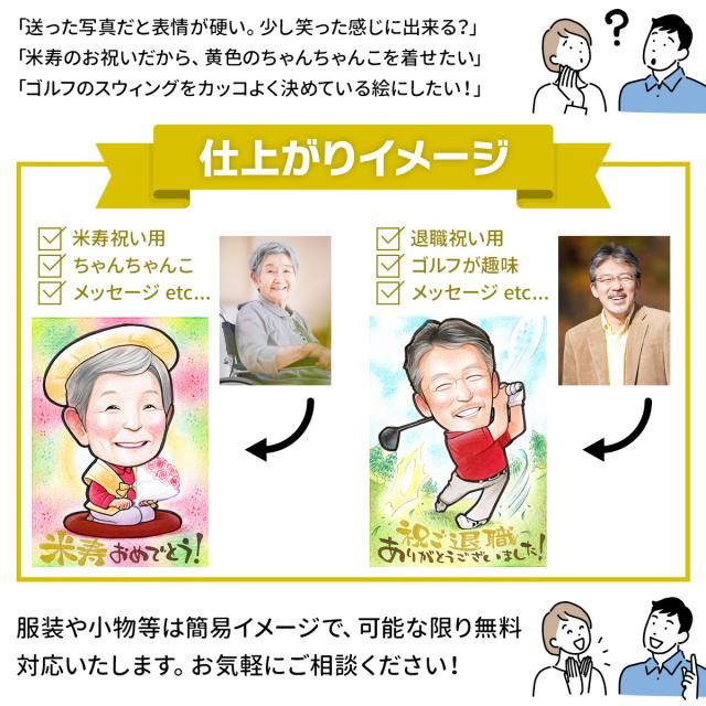 傘寿 祝い プレゼント 米寿 80歳 お祝い 女性 男性 父 母 両親 祖父 祖母 おばあちゃん おじいちゃん 米寿祝い 傘寿祝い 黄色 記念品 結婚記念日 古希 古稀 還暦祝い 金婚式 銀婚式 名入れ 長寿祝い 誕生日プレゼント ギフト 孫 記念品 そっくりで面白かわいい似顔絵_4