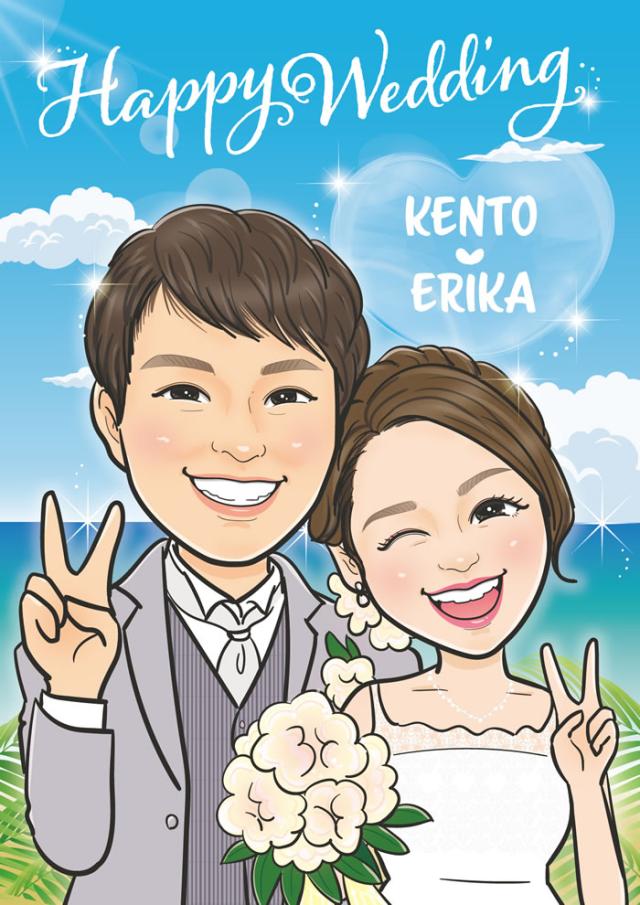似顔絵 ウェルカムボード 結婚式 ブライダル ウェディング 両親 結婚式 ウェルカムボード 贈答品 贈答用 サンクスボード ウェディング 和 写真 玄関 記念品 結婚式 ウェディングボード プレゼント ウェルカムボード 結婚式 ウェディング (素敵にキラキラ輝く似顔絵)_4
