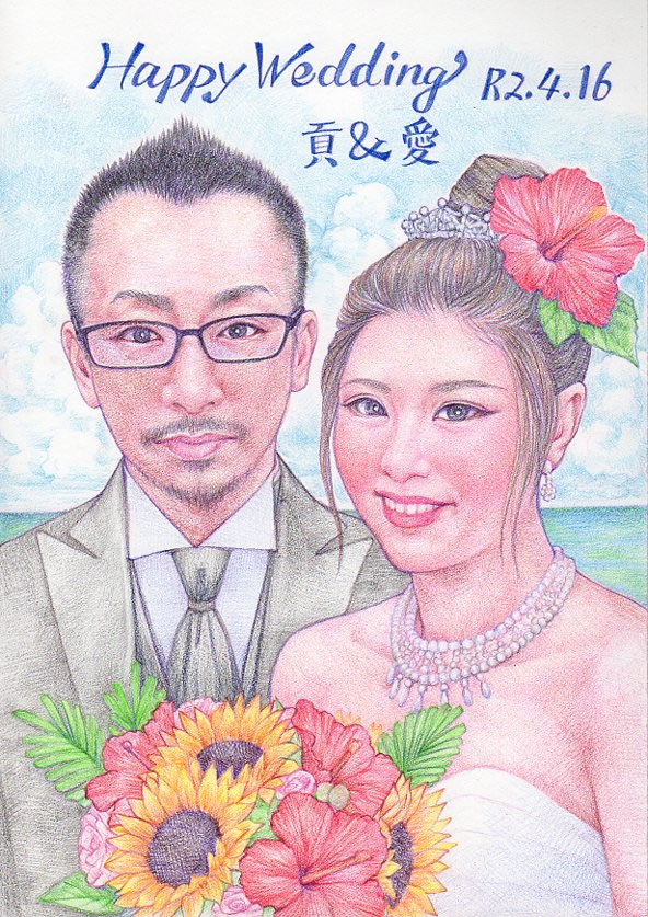 ウェルカムボード 似顔絵 ウェディング ブライダル 両親 プレゼント 結婚式 贈答品 贈答用 サンクスボード 和 写真 玄関 記念品 ウェディングボード プレゼント 写実絵画_1