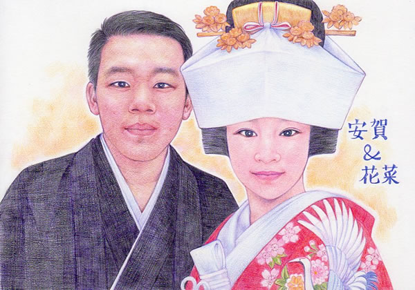 ウェルカムボード 似顔絵 ウェディング ブライダル 両親 プレゼント 結婚式 贈答品 贈答用 サンクスボード 和 写真 玄関 記念品 ウェディングボード プレゼント 写実絵画_3