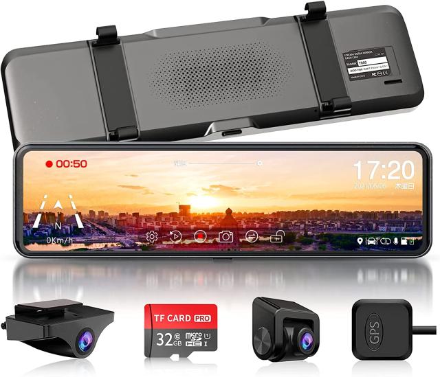 ドライブレコーダー ミラー型 ドラレコ ミラー型 分離 T860 前後カメラ完全分離式・11インチ タッチスクリーン ACR-176の通販は