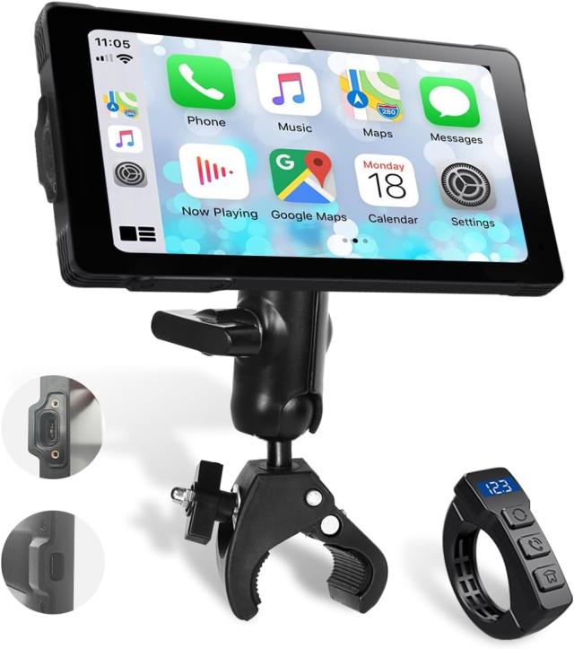 バイク用 スマートモニター バイク ナビ ディスプレイ 超薄型 USB給電可能 自動輝度調整 Carplay/Android Auto対応 5.5インチ大画面 IPX7防水 ADR-09