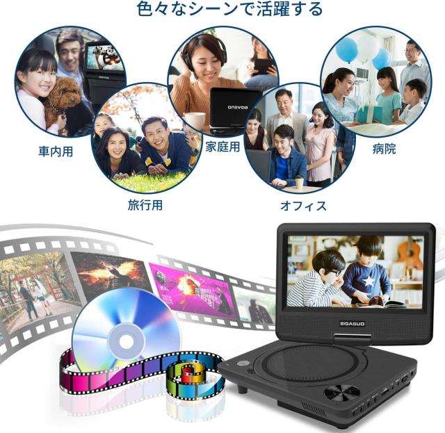 ポータブルDVDプレーヤー 7.5インチ 単3形乾電池式 6時間再生可能