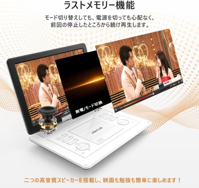 ポータブル DVDプレーヤー 17.9型 液晶 15.6インチ超大画面 内蔵ダブル 