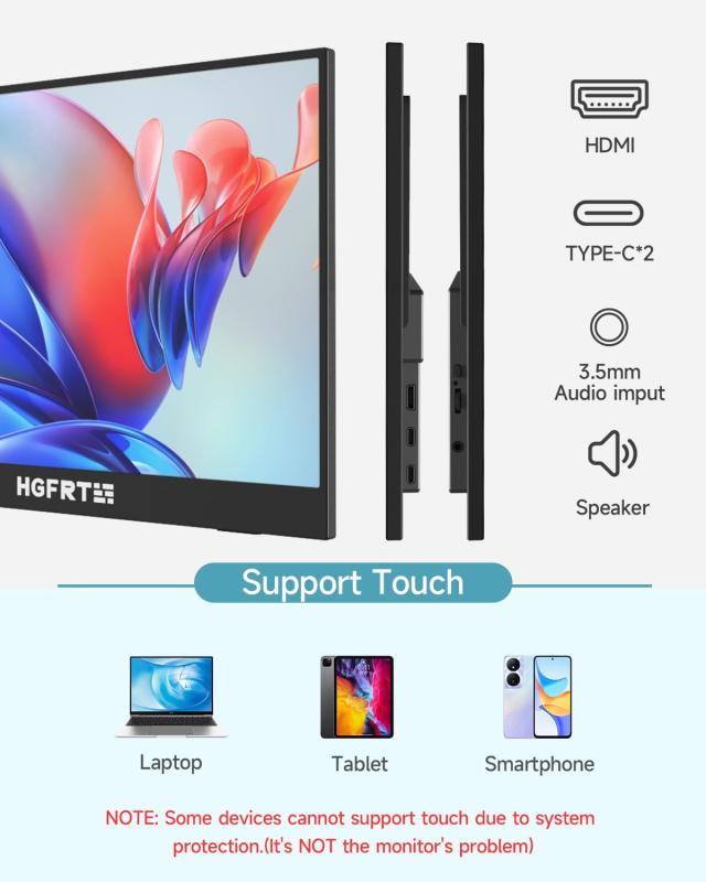 モバイルモニター 14インチ タッチパネル モバイルディスプレイ 自立スタンド付き 1920*1200 超薄型 軽量 IPS液晶パネル ゲーミングモニター APC-027_5