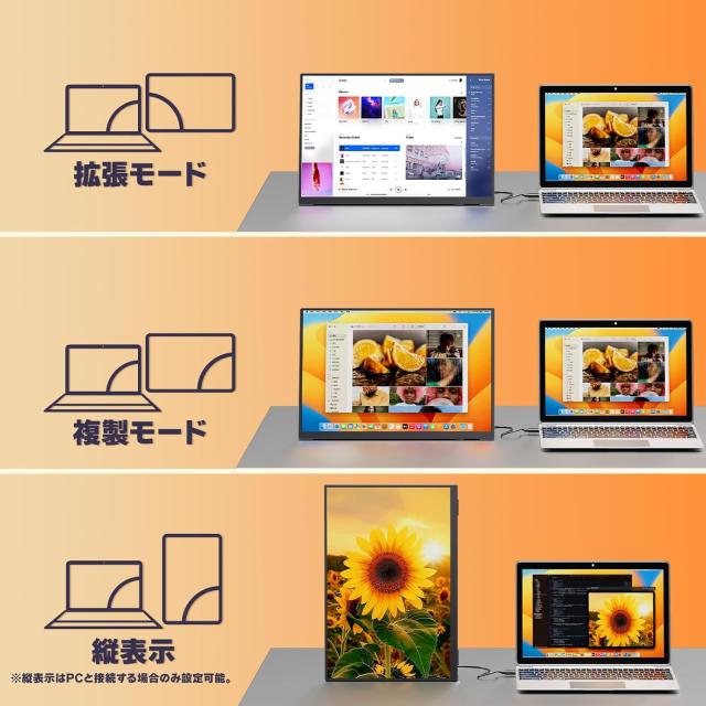 モバイルモニター 13.3インチ 2.5K(2560*1600) 自立型 超軽量606g 100％sRGB色域 ベゼルレス 画像比調整可能 黄金縦横比16:10 非光沢IPSパネル APC-029_5