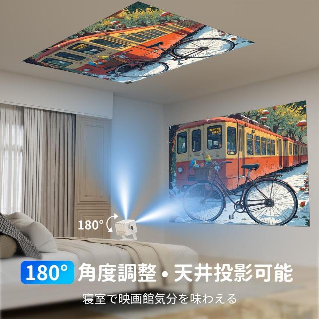 プロジェクター 本体 家庭用 18000LM 天井投影 自動台形補正 4K