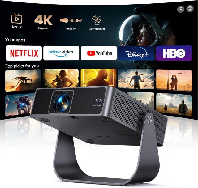 プロジェクター 公式認証アプリ ライブTV 4K 家庭用 小型 自動