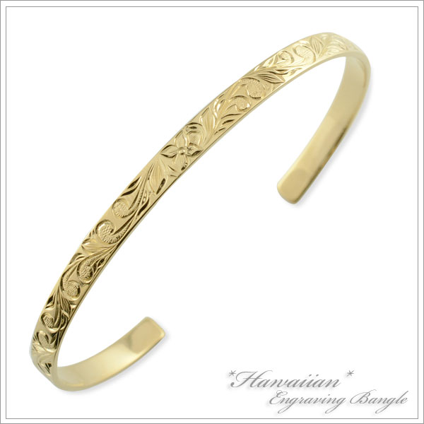 送料無料 ハワイアンジュエリー メンズ バングル ハワイアン ブレスレット K18 18k 18金 イエロの通販はau Pay マーケット シエロブルー