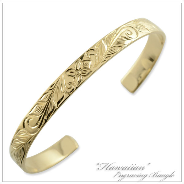 送料無料 ハワイアンジュエリー メンズ バングル ハワイアン ブレスレット K18 18k 18金 イエロの通販はau Pay マーケット シエロブルー