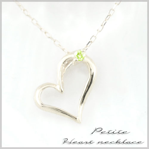 ハート ぺリドット ネックレス ゴールド  K10 ペンダント 10k ホワイトゴールド 誕生石 天然石 オの通販は