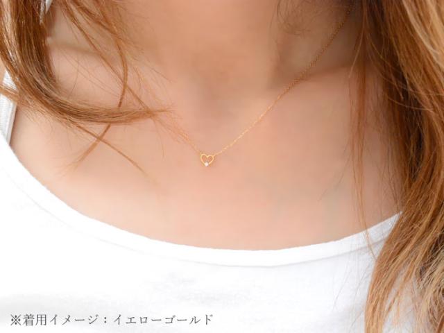ダイヤモンド ネックレス k18 ハート レディース ピンクゴールド 