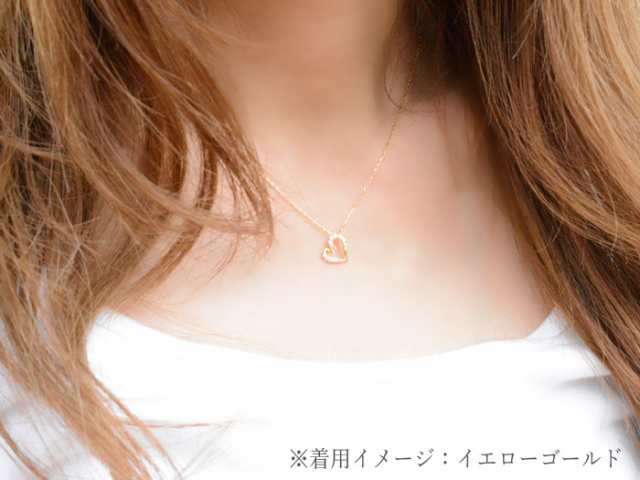 ダイヤモンド ネックレス k18 ハート レディース ホワイト
