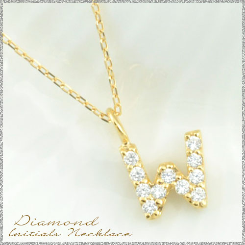 【W】イニシャル ネックレス　ダイヤ レディース ダイヤモンド 華奢 k18 ペンダンの通販は 49,000円