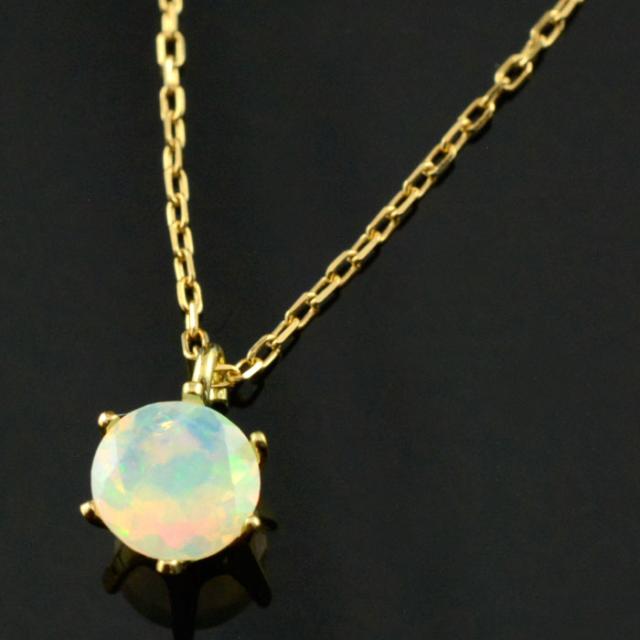 オパール ネックレス エチオピア ゴールド エチオピアオパール 一粒 k18 18k 18金 華の通販は