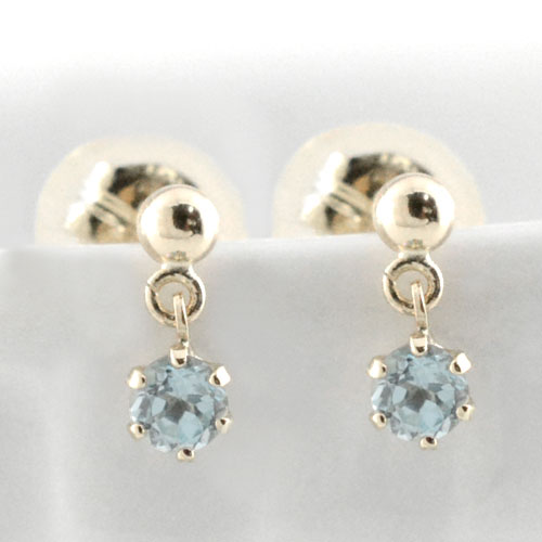 アクアマリン ピアス プラチナ レディース スタッドピアス ブラ 揺れる プラチナ900  一粒 ジュの通販はピアス