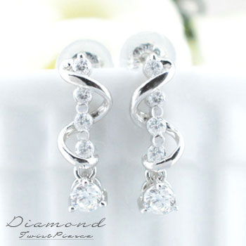 ダイヤモンド ピアス レディース ダイヤ キャッチ ホワイトゴールド 18k 18金 シンの通販は