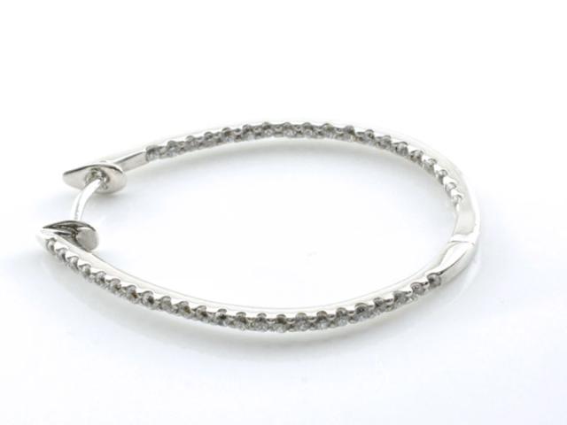 ピアス フープピアス ダイヤモンド プラチナ pt900 中折れ プラチナ900 オーバル  エの通販は