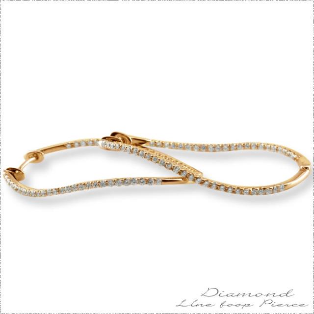 フープピアス ダイヤモンド ピンクゴールド ピアス レディース k18 1.0ct ダイヤフの通販は 148,500円