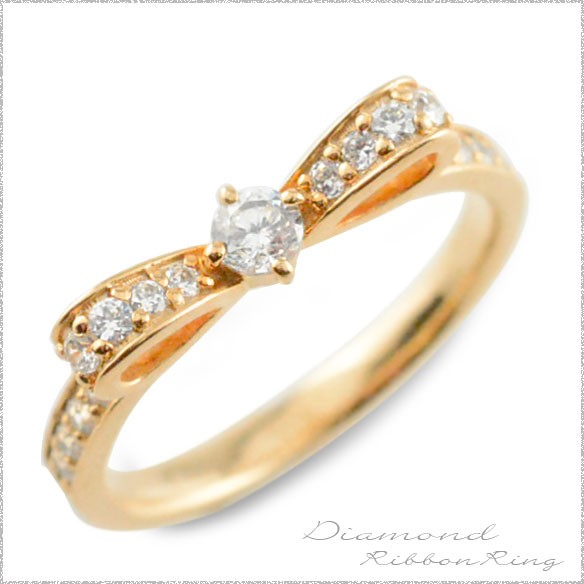 送料無料 婚約指輪 エンゲージリング 結婚指輪 ピンキーリング リボンリング ダイヤモンドの通販はau Pay マーケット シエロブルー