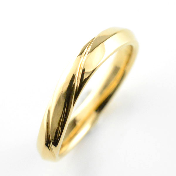 レディース リング イエローゴールドk18 シンプル　k18 結婚指輪 ライン エンゲーの通販は 39,000円