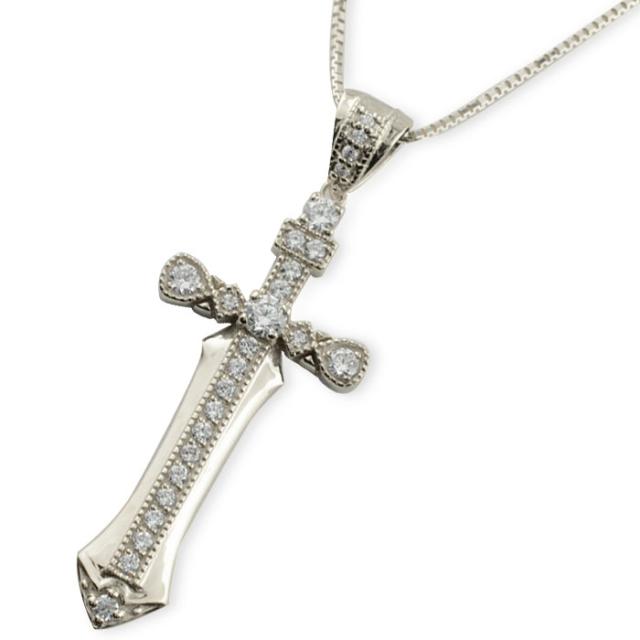 送料無料 メンズ クロスネックレス ダイヤモンド ダイヤ K18 18k 18金 クロス ネックレス ホワの通販はau Pay マーケット シエロブルー