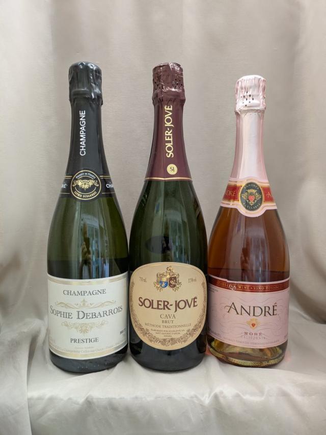 シャンパーニュ、クレマン、カバ　3本セット　750ml 送料無料 シャンパーニュ、クレマン、カバ 3本セット 750ml