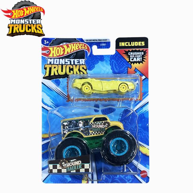 ホットウィール HOT WHEELS USAモデル MONSTER TRUCKS HOUNDA HAULER AND CRUSHED SEDAN モンスタートラック1:64 NO35の通販は 6,943円