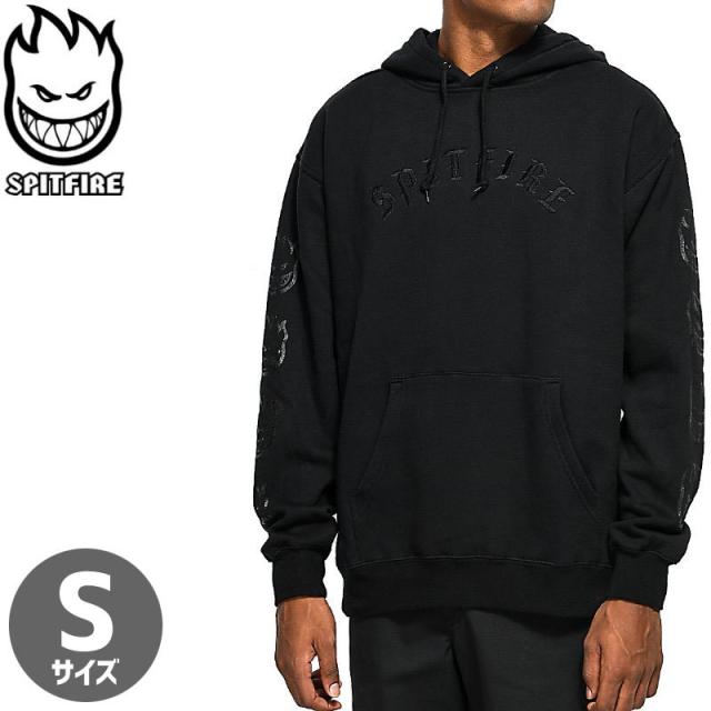 スピットファイア SPITFIRE スケボー パーカー Sサイズ OLD ENGLISH BLACK HOODIE ブラック NO30