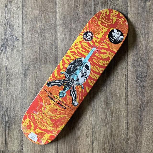 パウエル POWELL スケートボード デッキ SKULL AND SWORD RED YELLOW