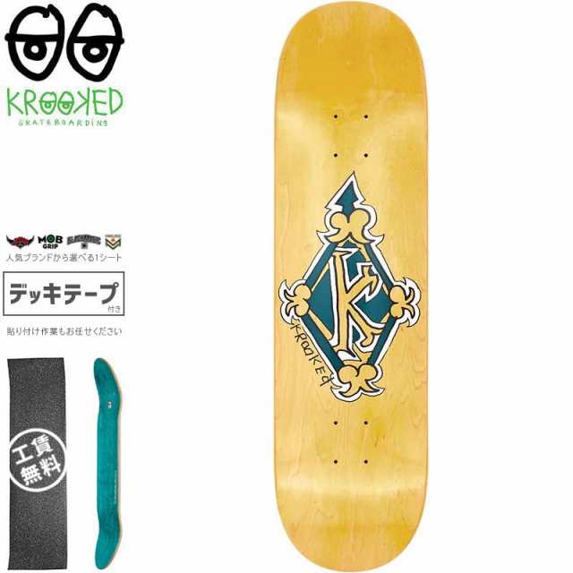 クルックド KROOKED スケートボード デッキ REGAL TM GREEN DECK 8.25インチ イエロー NO137