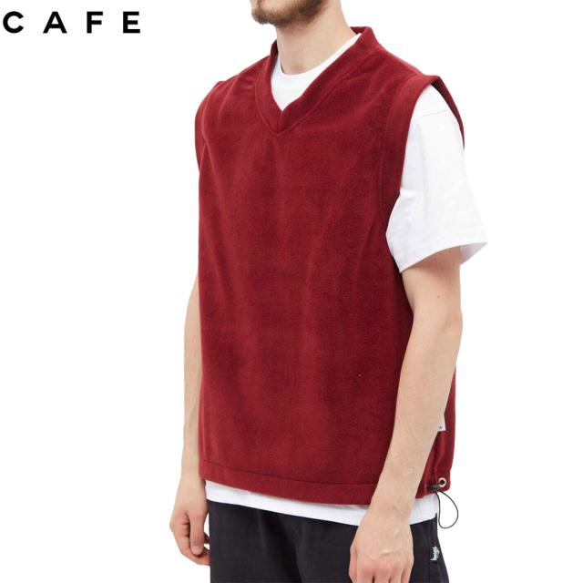 SKATEBOARD CAFE カフェ スケートボード ベスト FLEECE VEST バーガンディ NO1