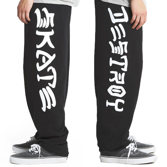 THRASHER スラッシャー スケボー ボトム USモデル SKATE AND DESTROY SWEATPANTS スウェットパンツブラック NO2 THRASHER スラッシャー スケボー ボトム USモデル SKATE AND DESTROY