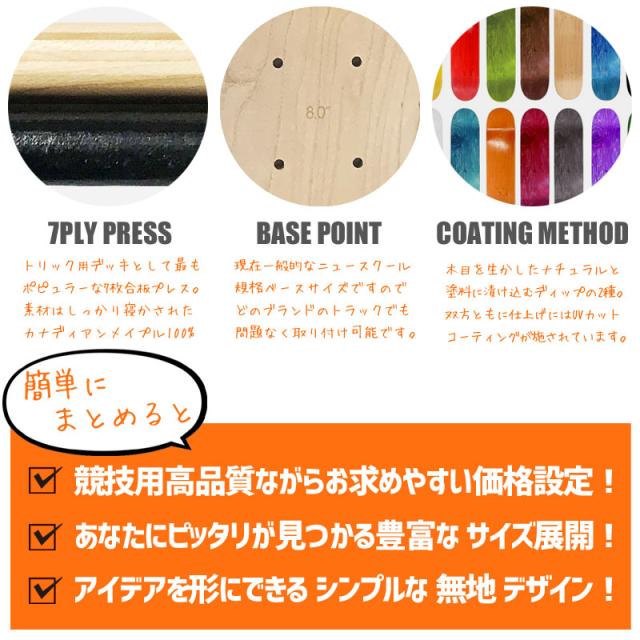 【7.5\" デッキ スケートボード 無地デッキ】Blank 無地スケートデッキ デッキ,ブランクデッキ(無地デッキ),7.75(19.7cm前後)～7.875