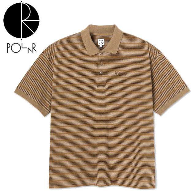 POLAR ポーラー スケボー ポロシャツ STRIPE POLO SHIRT キャメルブラウン NO7