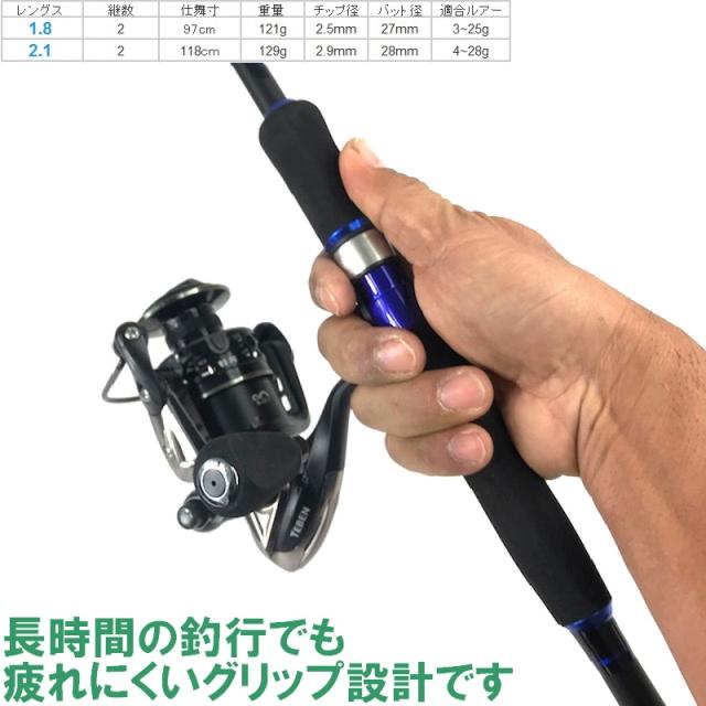 スペアチップ(穂先)付き 【 1.8m カーボンスピニングロッド AW-OB602ML 