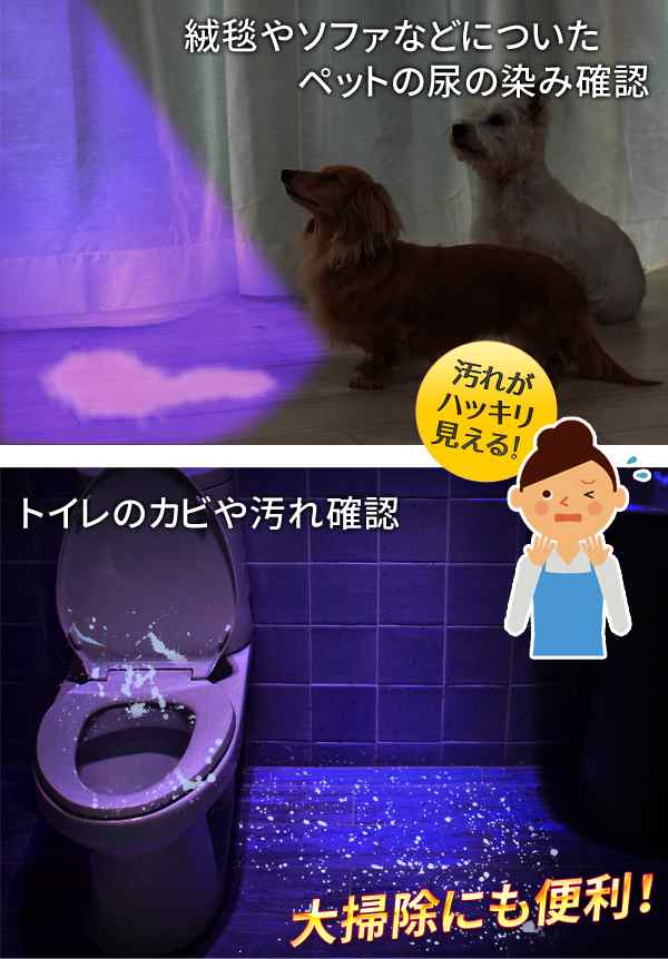 ブラックライト UVライト ９LED 普段見えないゴミや汚れが照らせる不思議な 懐中電灯