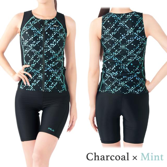 FILA フィラ 大きいサイズ 水着 フィットネス レディース セパレート めくれ防止 フィットネス水着 《レビュー記入でメール便無料》 体型カバー LL 2L L M ぽっちゃり 30代 40代 50代 60代 70代 80代 ママ ミセス シンプル 344604