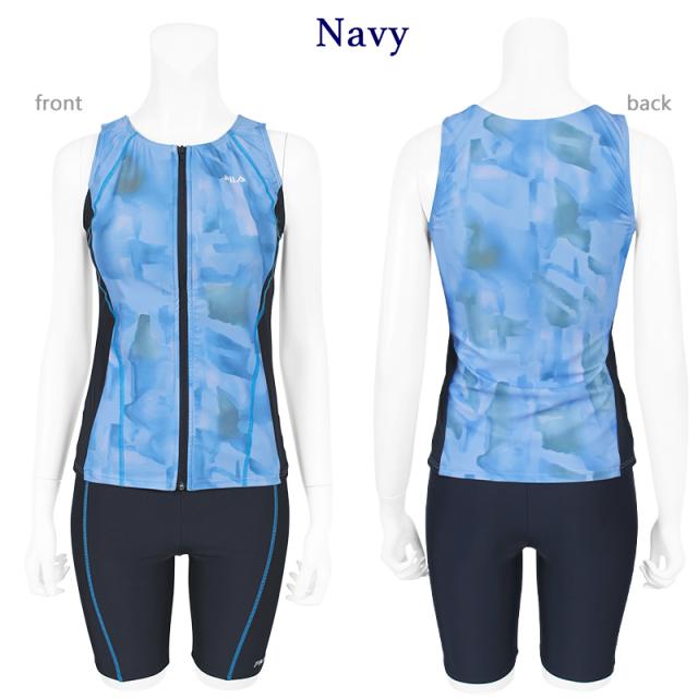FILA フィラ 大きいサイズ 水着 フィットネス レディース セパレート めくれ防止 フィットネス水着 《レビュー記入で送料無料》 体型カバー 5L 4L 3L LL 2L L M ぽっちゃり 30代 40代 50代 60代 70代 80代 ママ ミセス シンプル 315604