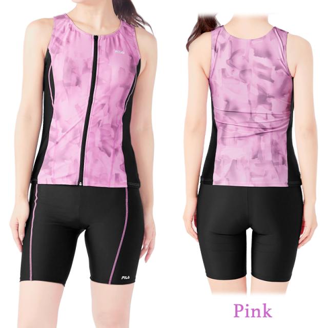 FILA フィラ 大きいサイズ 水着 フィットネス レディース セパレート めくれ防止 フィットネス水着 《レビュー記入で送料無料》 体型カバー 5L 4L 3L LL 2L L M ぽっちゃり 30代 40代 50代 60代 70代 80代 ママ ミセス シンプル 315604