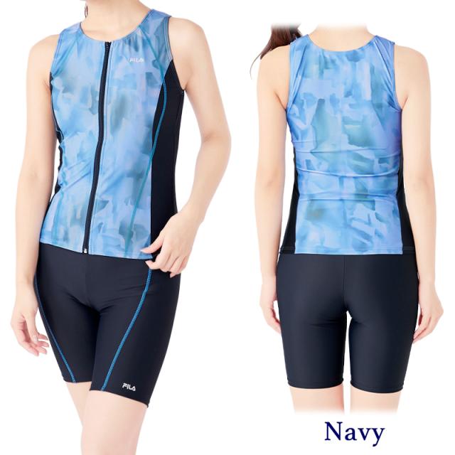 FILA フィラ 大きいサイズ 水着 フィットネス レディース セパレート めくれ防止 フィットネス水着 《レビュー記入で送料無料》 体型カバー 5L 4L 3L LL 2L L M ぽっちゃり 30代 40代 50代 60代 70代 80代 ママ ミセス シンプル 315604
