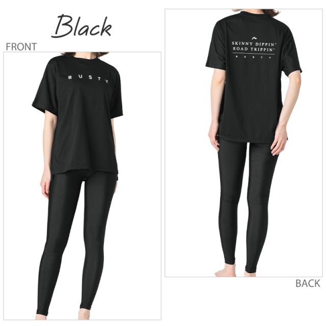 【14%OFF!!】 RUSTY ラスティ 水着 3点 セット 体型カバー レディース 水陸両用 Tシャツ スポブラ 《レビュー記入で送料無料》 レギンス ヨガ ピラティス スポーツ ウェア マルチウェア セパレート M L 9号 11号 体型カバー ママ ミセス シンプル